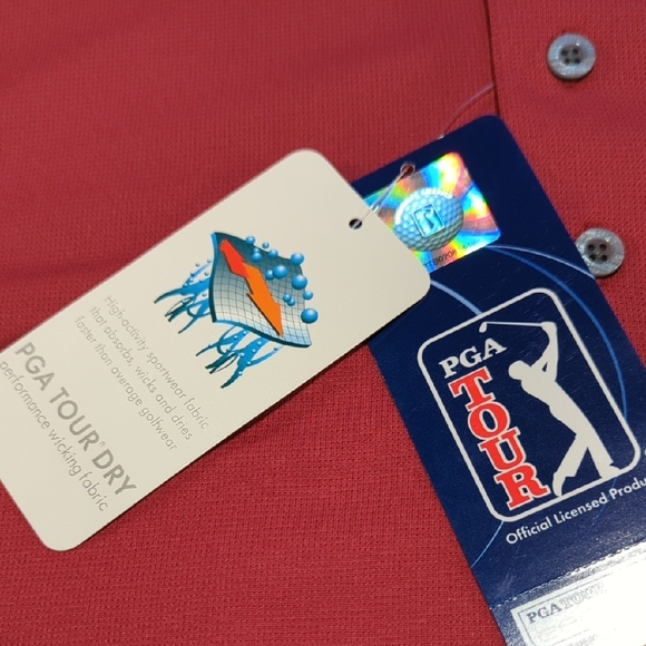 PGA Tour Red Performance Polo Shirt - Picture 4 of 15